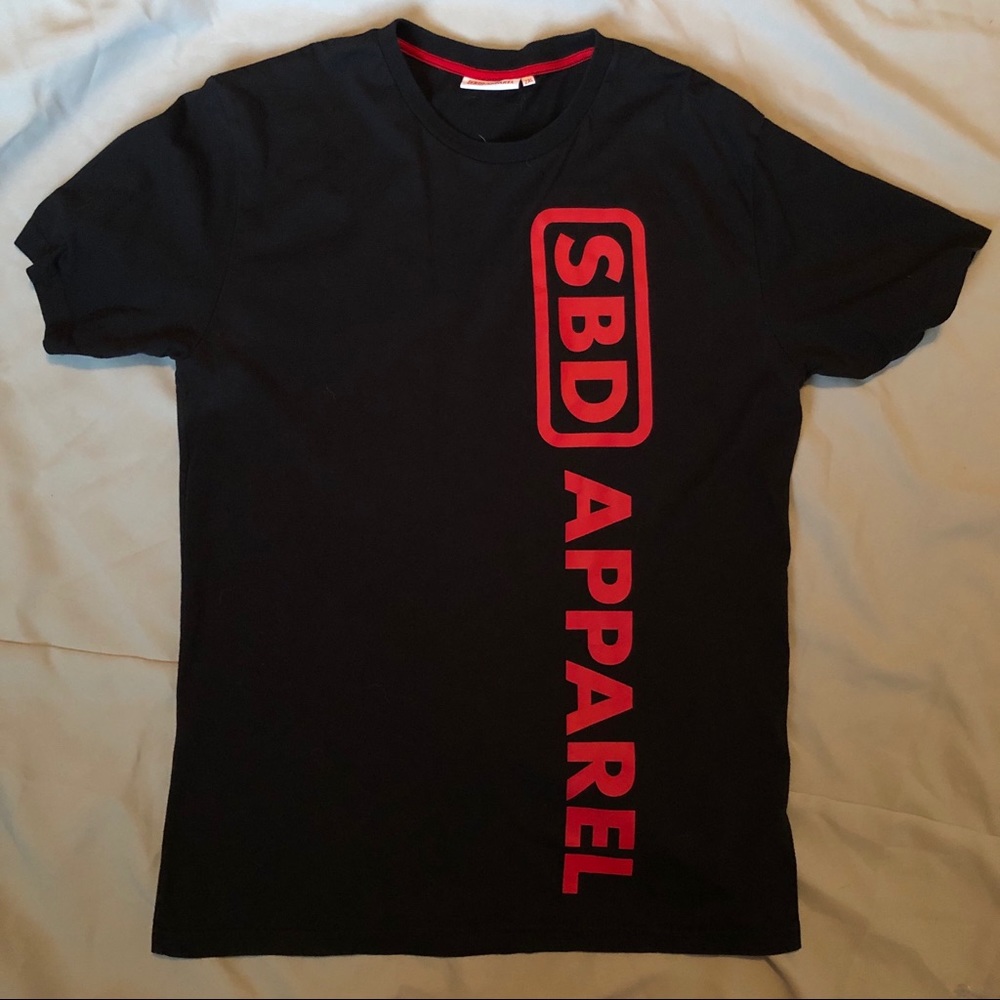 SBD Apparel; black with red writing, size 2XL.